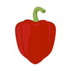 Fresh red, yellow bell peppers on a white background. Tasty sweet vegetable pepper set. Paprika icon. Can be used as emblem, logo, web print, sticker. Vector illustration.