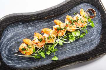 Shrimp kebab top view