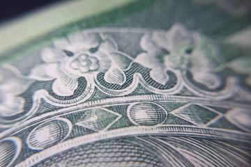 Macro (PLN) Polish 100 zloty banknotes background. One hundred zloty banknotes. close-up photo. Narodowy Bank Polski