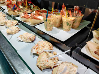 Spanish seafood tapas bar varied in horizontal