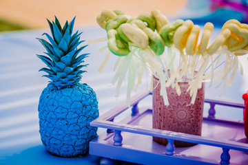 Colored ananas for celebration decor