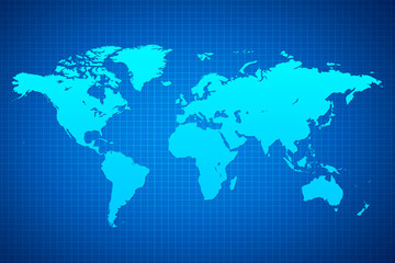 Fototapeta na wymiar World map on abstract blue background 