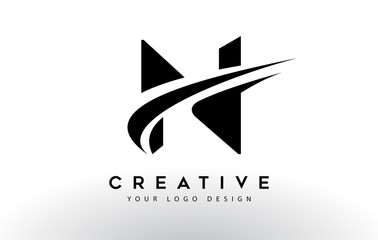 Fototapeta Creative N Letter Logo Design with Swoosh Icon Vector. obraz
