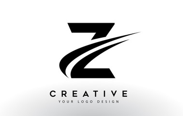 Creative Z Letter Logo Design with Swoosh Icon Vector. - obrazy, fototapety, plakaty