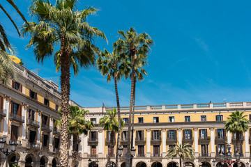 Royal Square (Placa Reial or Plaza Real) a Well-Known Tourist Attraction Of Barcelona, Spain