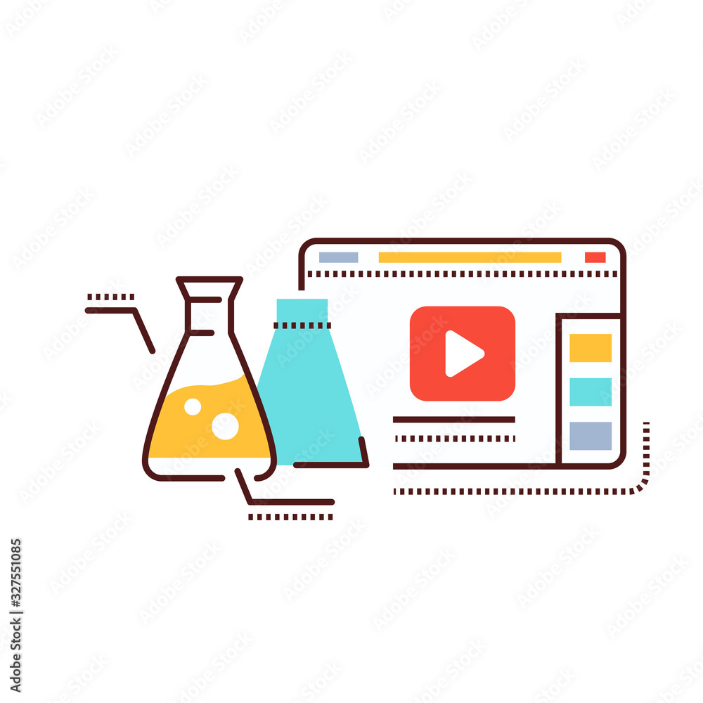 Poster science blog web site color line icon. nano industry video streaming. vlogging sign. pictogram for w