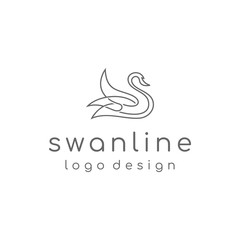 line art swan logo design vector
