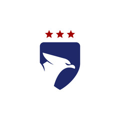 Eagle shield with star logo design template