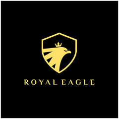 Luxury Royal eagle logo, Eagle Shield with crown logo design.
