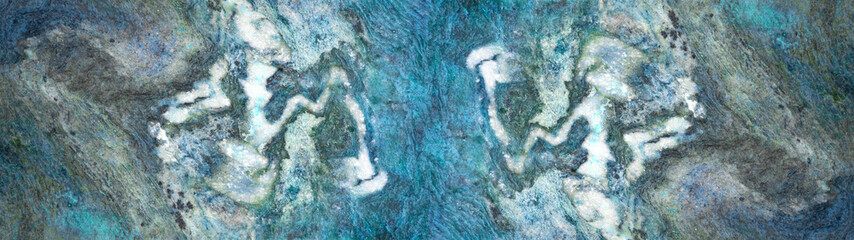 Blue aquamarine turquoise marble granite stone texture background banner panorama