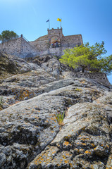 The temple of Mother Mary on the rock in Petra Lesvos island Greece