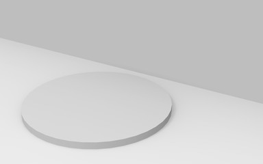 3d gray white cylinder podium minimal studio background. Abstract 3d geometric shape object illustration render.