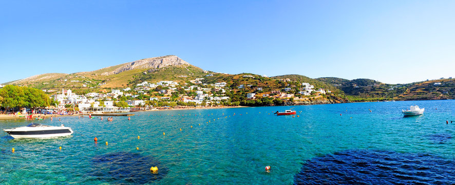 Kini beach in Siros, famous Cyclades island, in the heart of the aegean sea