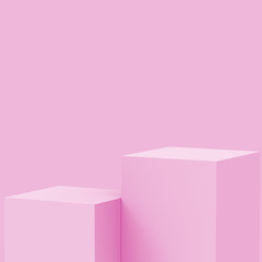 3d pink sweet stage podium scene minimal studio background. Abstract 3d geometric shape object illustration render. Display for cosmetic fashion and valentine product.