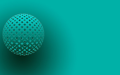 3D illustration of a turquoise layer with transparent squares, there is a place for an inscription. copy-space, concept for banner, brochure or website
