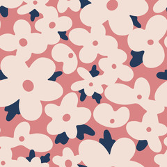 Trendy seamless floral pattern. Seamless design with hand drawn flowers in Scandinavian style. Cute vector pattern for fabric, wallpapers, prints, cards and posters. Vector spring background