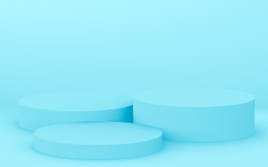 3d blue cylinder podium minimal studio background. Abstract 3d geometric shape object illustration render. Display for medicine product...