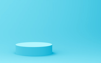 3d blue cylinder podium minimal studio background. Abstract 3d geometric shape object illustration render. Display for medicine product...