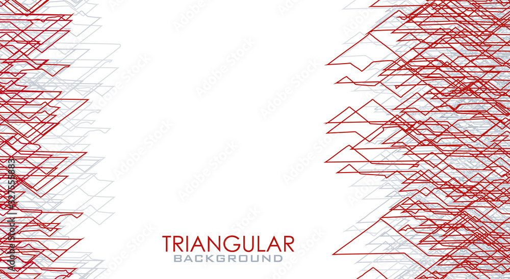 Fototapete Abstract triangular background with outline red and grey triangles. Vector graphics