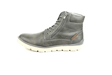 Profile men's gray, winter, modern shoe  on white background