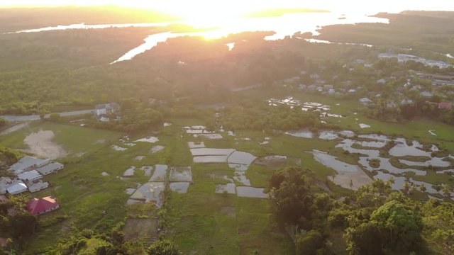 Aerial shot of River delta at Zanzibar Archipelago, Chake Chake, the largest city of the Pemba island