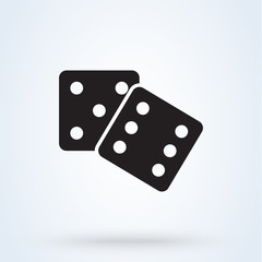 Two Black Dice cube icon logo. Vector symbol illustration