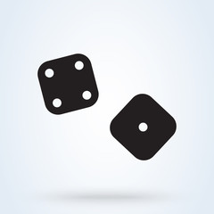 Two Black Dice cube icon logo. Vector symbol illustration