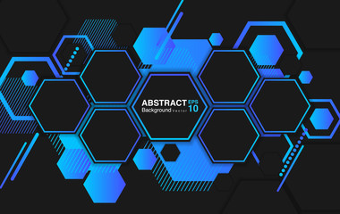 abstract background with hexagons. black and blue hexagons pattern background concept. futuristic background concept. Vector EPS 10 - obrazy, fototapety, plakaty