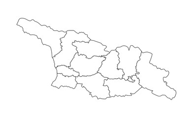 Georgia map, black and white detailed outline with regions of the country. Vector illustration