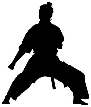 recommend clip art: silhouette of a female athlete kata karate vector