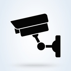 Security camera icon. Safety Fixed CCTV logo illustration
