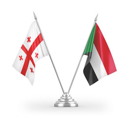 Sudan and Georgia table flags isolated on white 3D rendering