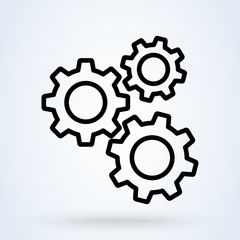 Line icon gear engine settings. machine illustration.