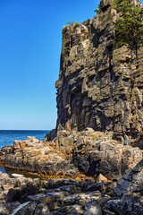 Helligdomsklipperne (Sanctuary Rocks) rocky coastline in the vicinity of Gudhjem Bornholm island, Denmark.