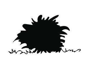 Silhouette of shrub, hand drawn vector bush 