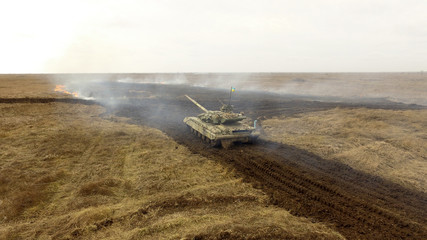 Tank company drills,T-64 tank on the battlefield