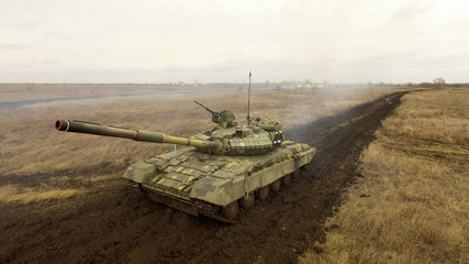 Tank company drills,T-64 tank on the battlefield