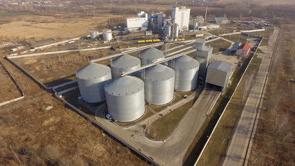 corn grain elevator in eastern Colorado - aerial view