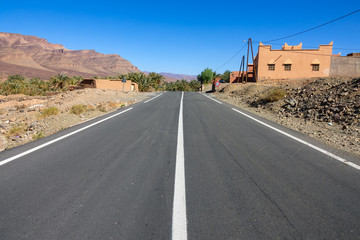 Rural road between mountains in Morocco
