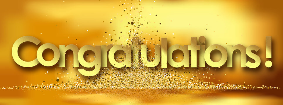 congratulations in golden stars background