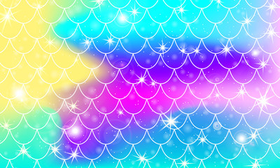 Mermaid kawaii pattern. Fish scale. Vector. © KrikHill