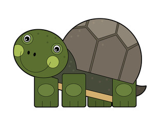 cartoon scene with turtle on white background illustration