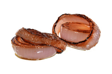 fried onions isolated on white background