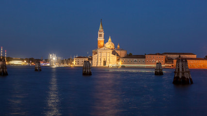 Grand Canal and San Giorgio Maggiore Church at night, Venice