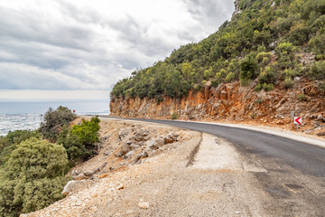 Mountain scene on Likya Yolu way in Turkey, autumn hiking