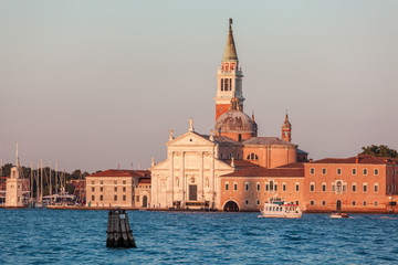 Fototapeta na wymiar Giudecca Canal of the island of San Georgio Maggiore, campanile and church