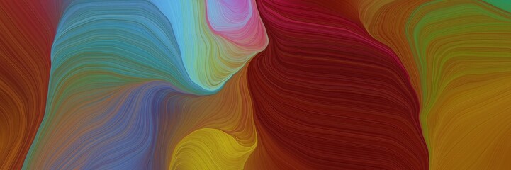 Obraz premium landscape orientation graphic with waves. curvy background illustration with saddle brown, cadet blue and brown color