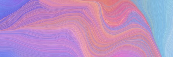 landscape orientation graphic with waves. elegant curvy swirl waves background illustration with pastel violet, corn flower blue and sky blue color