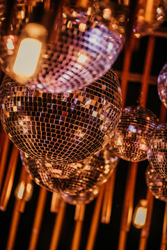 Mirror, Disco Ball, Reflecting Colorful Lights.