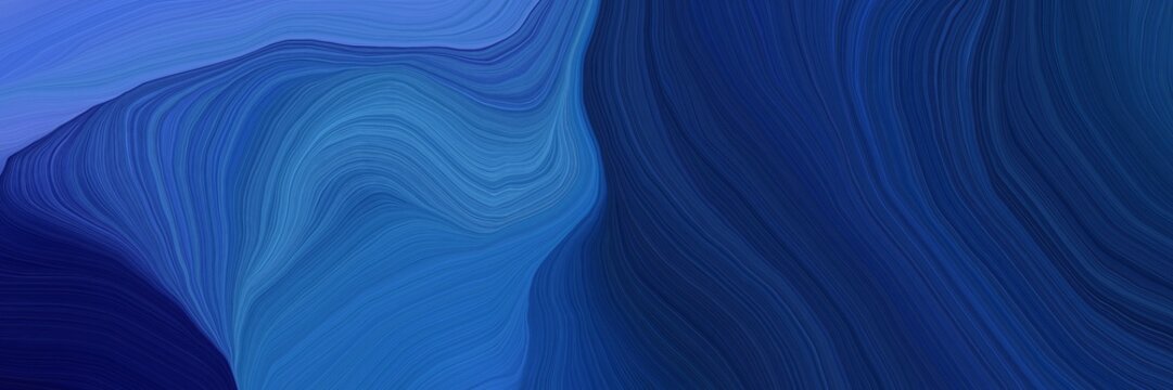 dynamic futuristic banner. abstract waves illustration with midnight blue, royal blue and strong blue color © Eigens